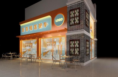 现代网红披萨店门面门头3D模型下载